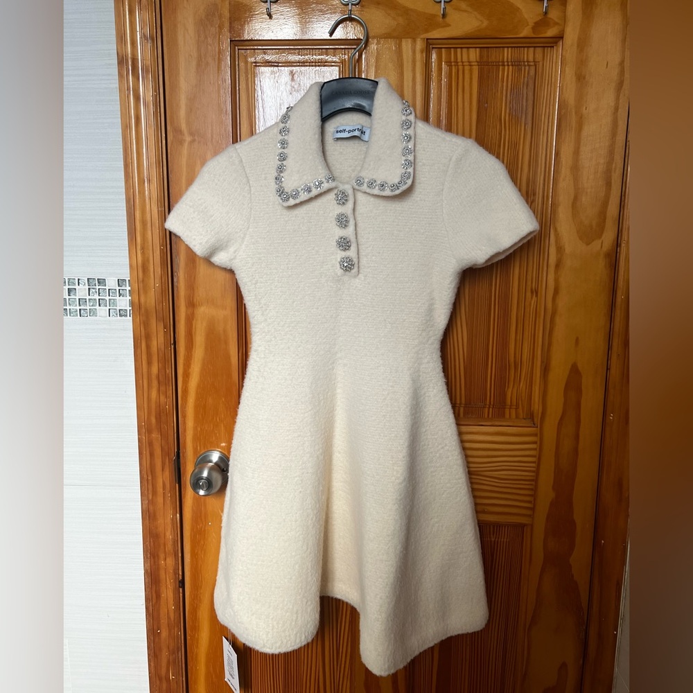 Self-Portrait Cream Soft-Knit Mini Dress – NWT, Size S - Picture 2 of 6